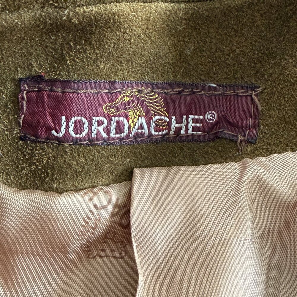 Vintage 80s JORDACHE Suede Leather Beige Jacket XS/S - Picture 11 of 16